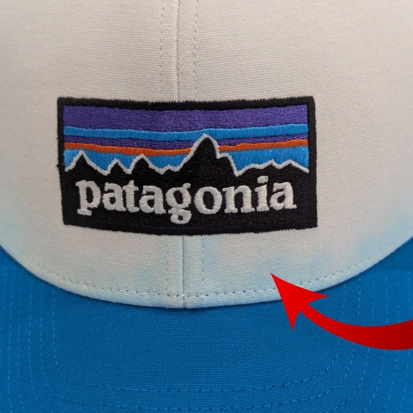 Patagonia P-6 Logo Blue Trucker Hat Cap mesh Back - Picture 2 of 5